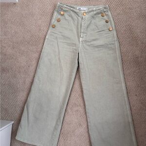 Zara Light Gray Pants with Gold Button